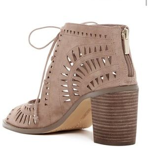 vince camuto tan lace up booties